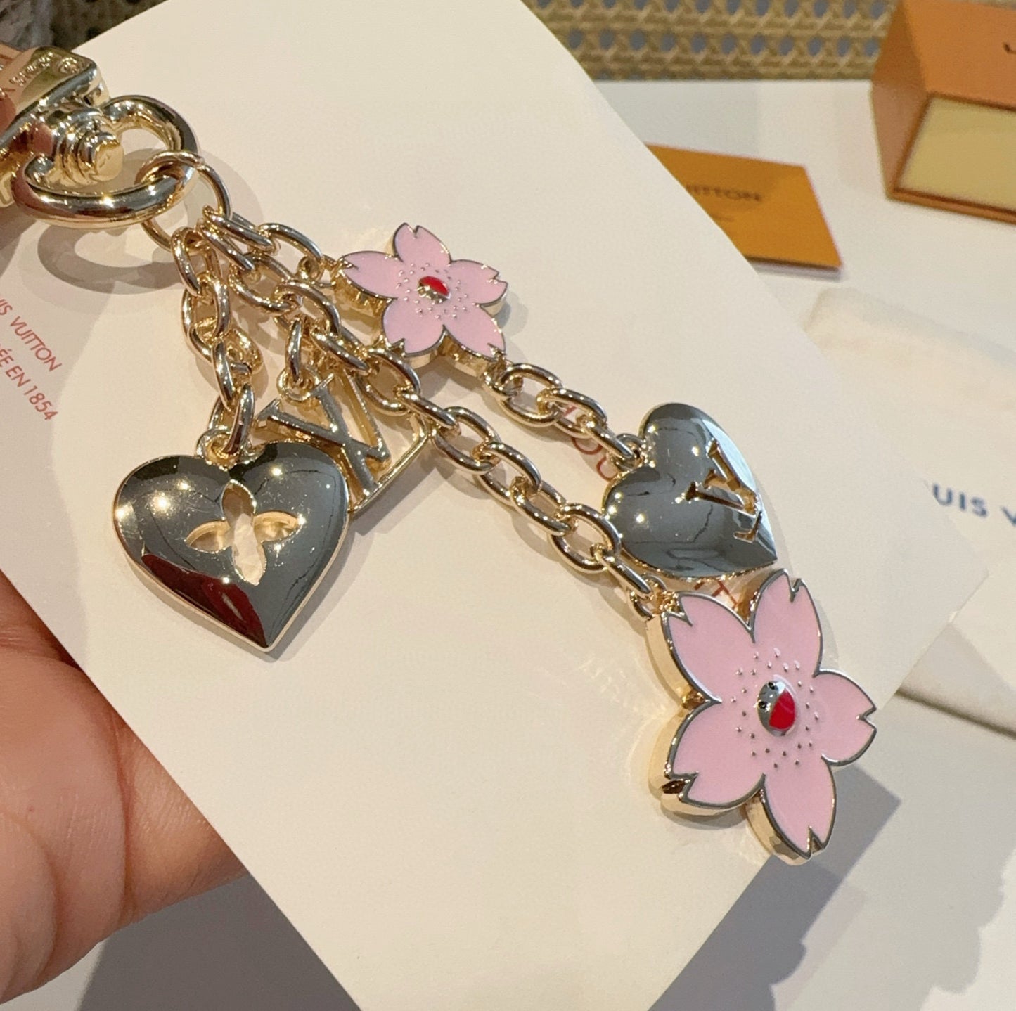 L 25 New Co-branded Cherry Blossom Keychain Bag Charms