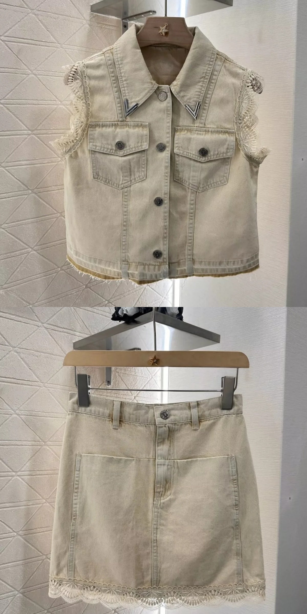 Ensemble gilet et jupe en dentelle style cowboy V 25 