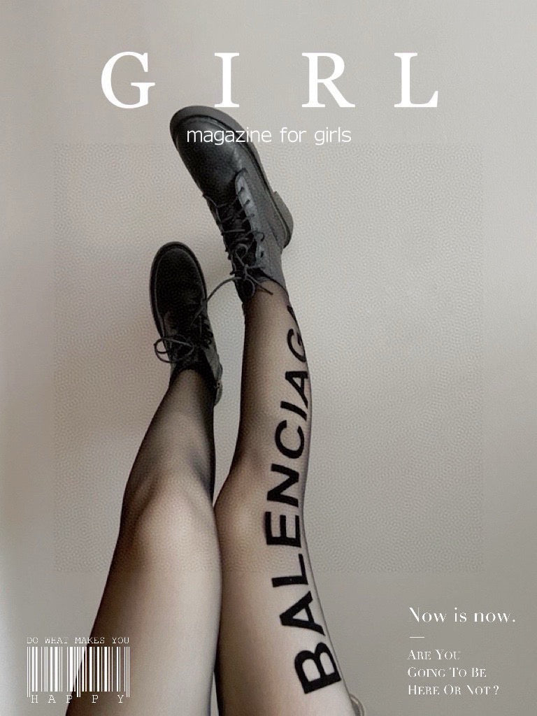 B Large logo on the side flocked lettering stockings