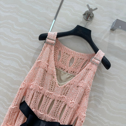 C 25 Wispy Crochet Knit Tank Top (mit Schmetterlingsgürtel) 