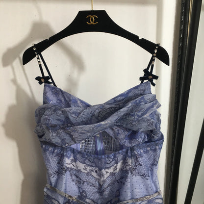 ZI Diamond bow halter dress