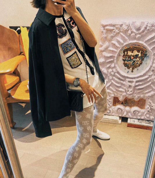 C Heart logo fishnet tights