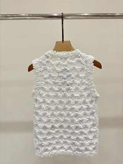 C 25 logo openwork pattern casual knit undershirt