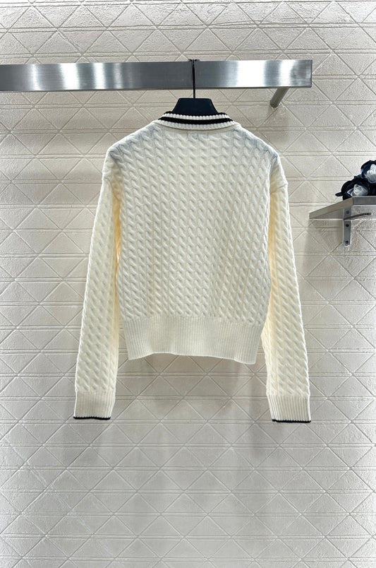 Bru 25 Crochet striped lapel knit