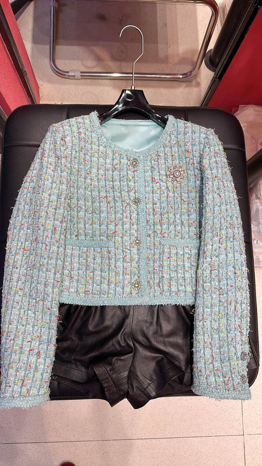 C 25 Tiffany Green Woven Tweed Jacket