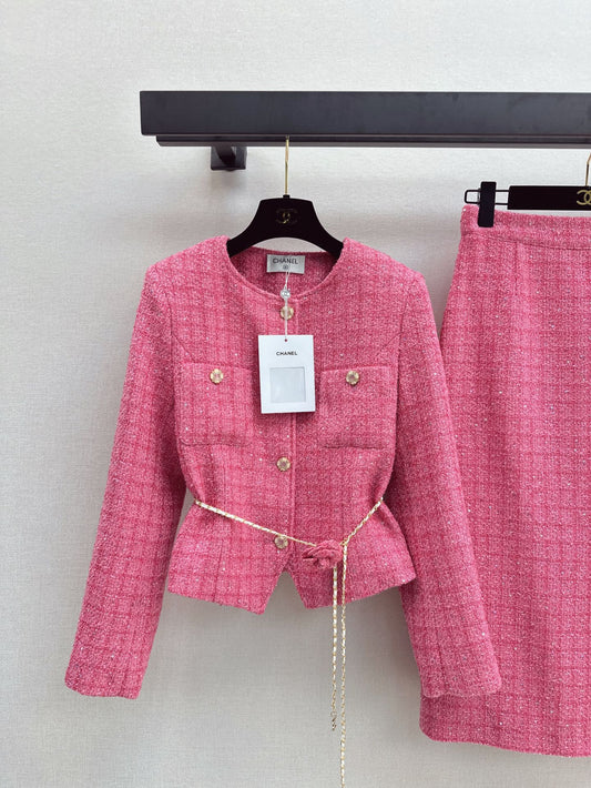 C 25 Flower waist chain skirt jacket suit