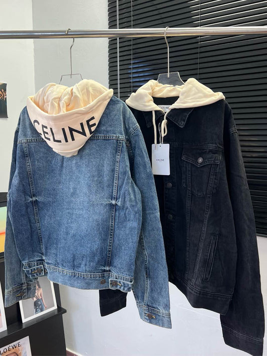 Ce 25 Hooded lettering denim jacket