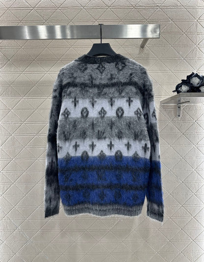 L 25 jacquard contrast mohair cardigan