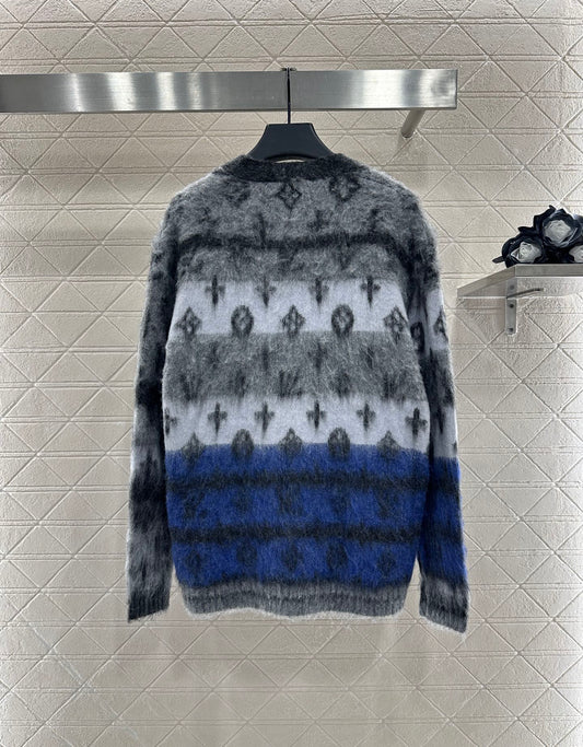 L 25 jacquard contrast mohair cardigan