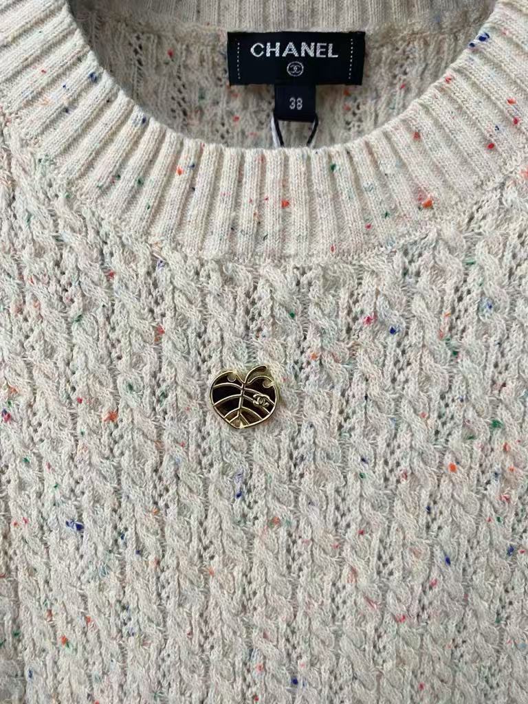 C 25 Leaf logo knitted short sleeves（pink,beige,lack green）