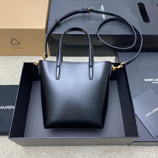 Y 25 New Y mini plain tote bag in black and gold