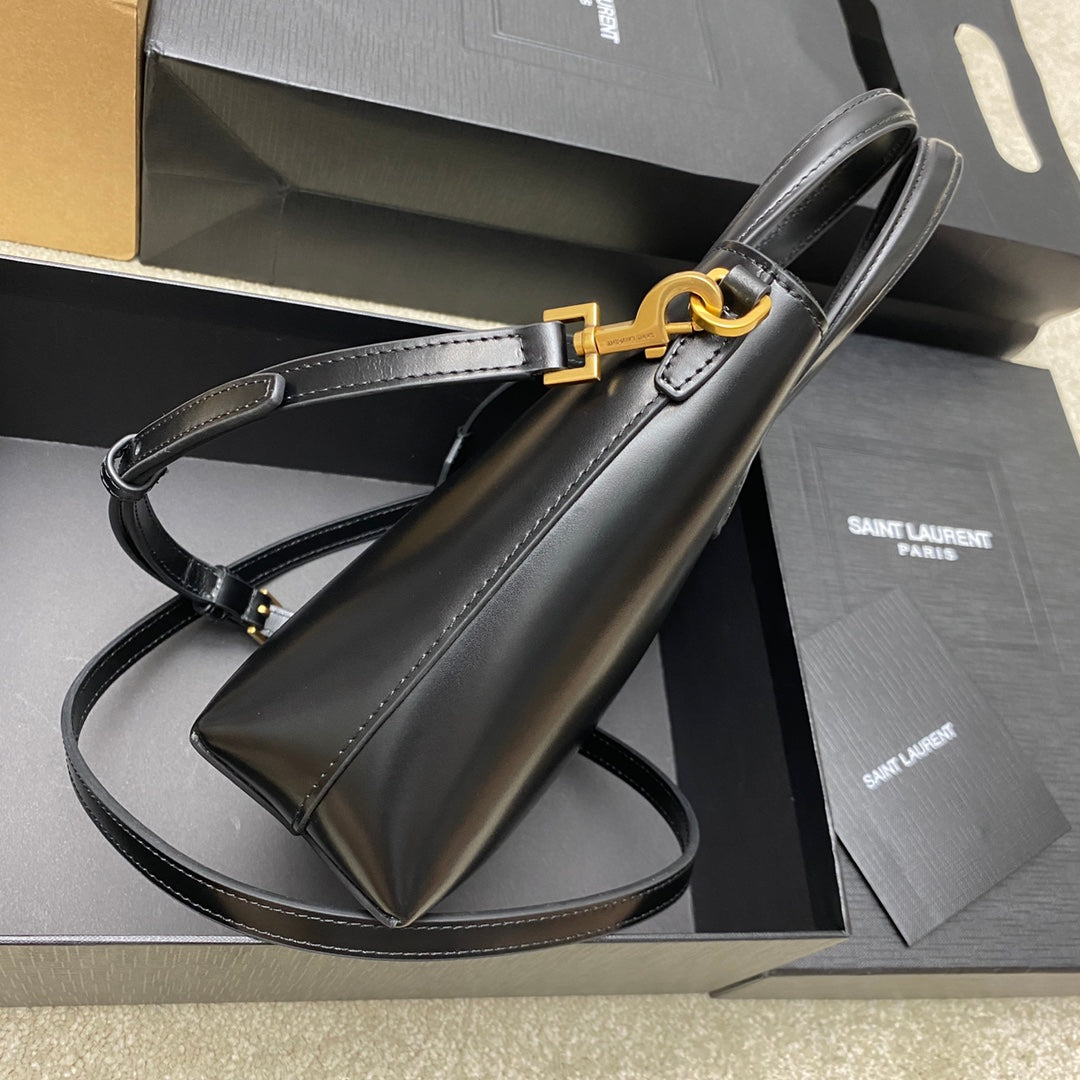 Y 25 New Y mini plain tote bag in black and gold