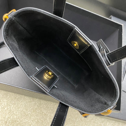 Y 25 New Y mini plain tote bag in black and gold