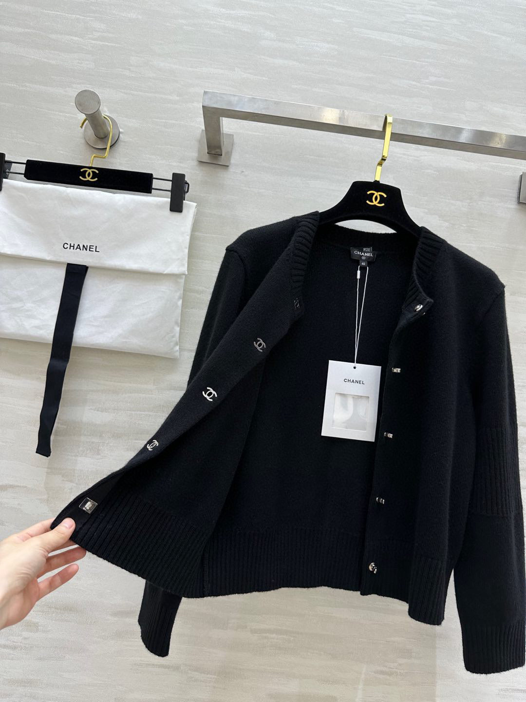 C 25 Backpack buckle cashmere cardigan + skirt