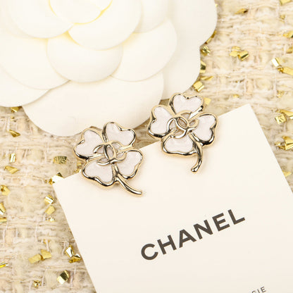 New four-leaf clover double C earrings
