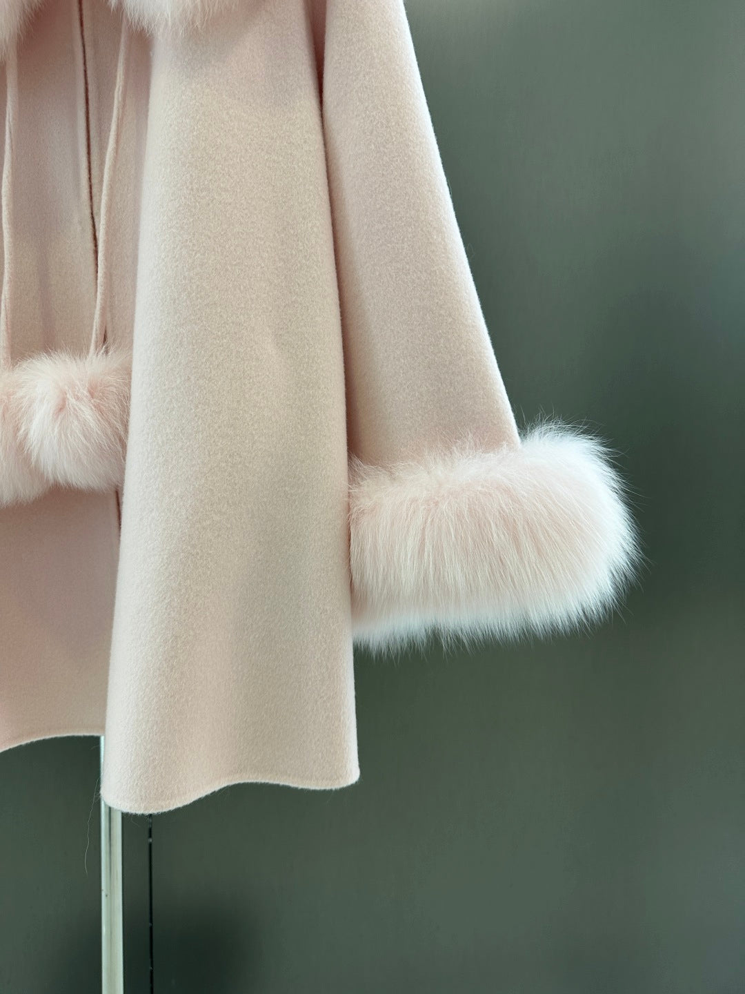 C 25fw New imported white fox fur + Australian superfine wool coat(WHITE/PINK/GRAY)