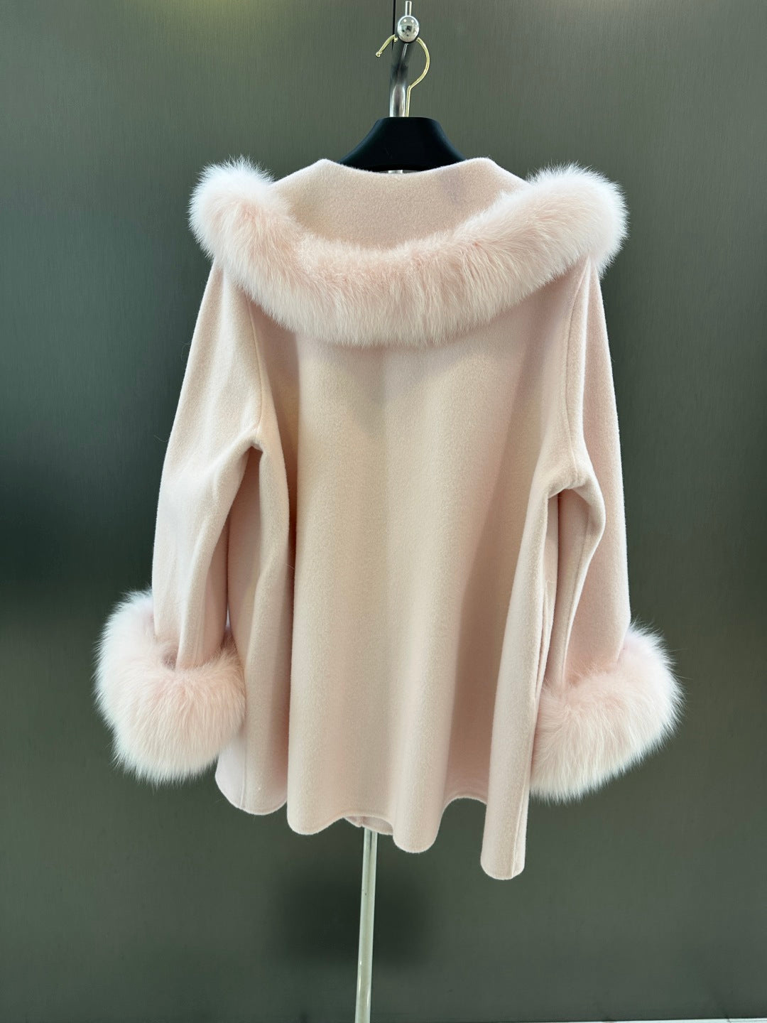 C 25fw New imported white fox fur + Australian superfine wool coat(WHITE/PINK/GRAY)