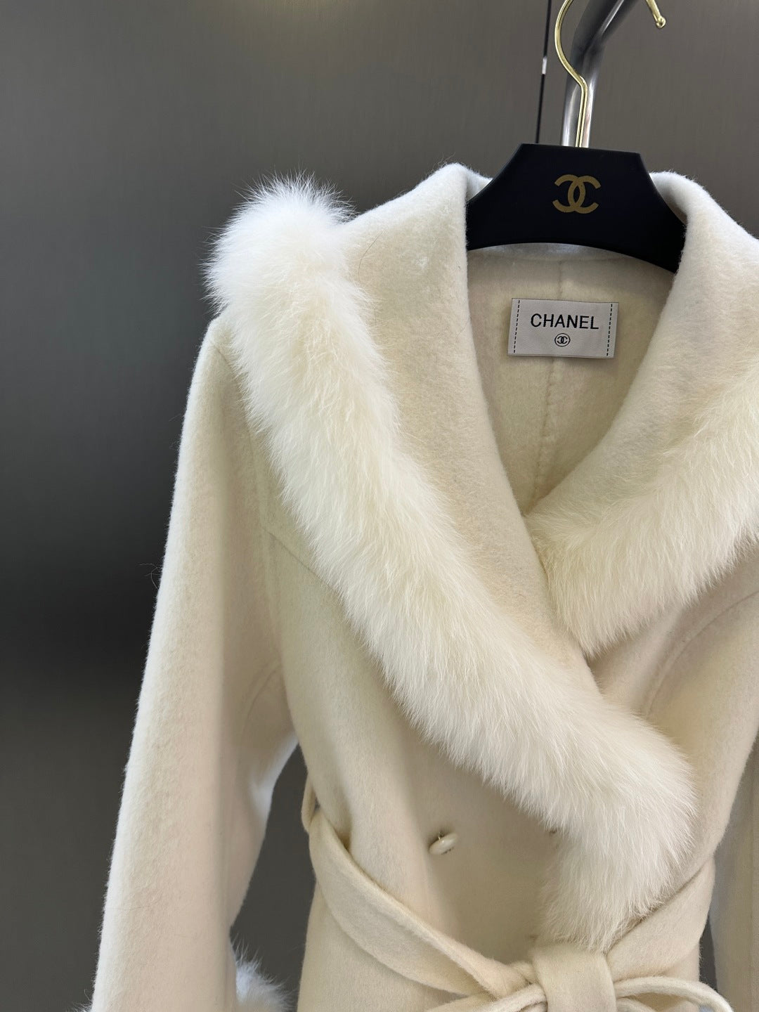 C 25fw New imported white fox fur + Australian superfine wool coat(WHITE/PINK/GRAY)