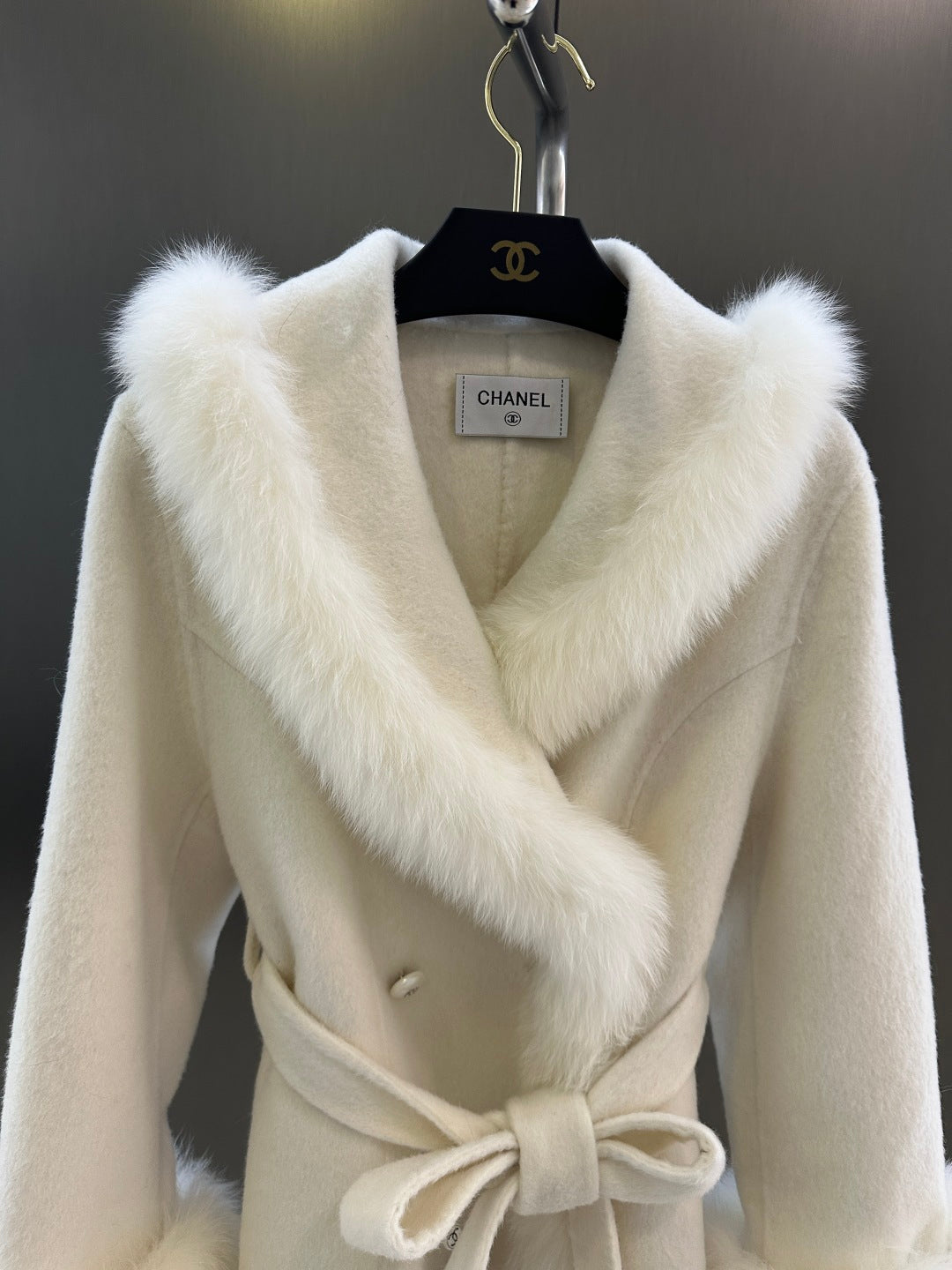 C 25fw New imported white fox fur + Australian superfine wool coat(WHITE/PINK/GRAY)