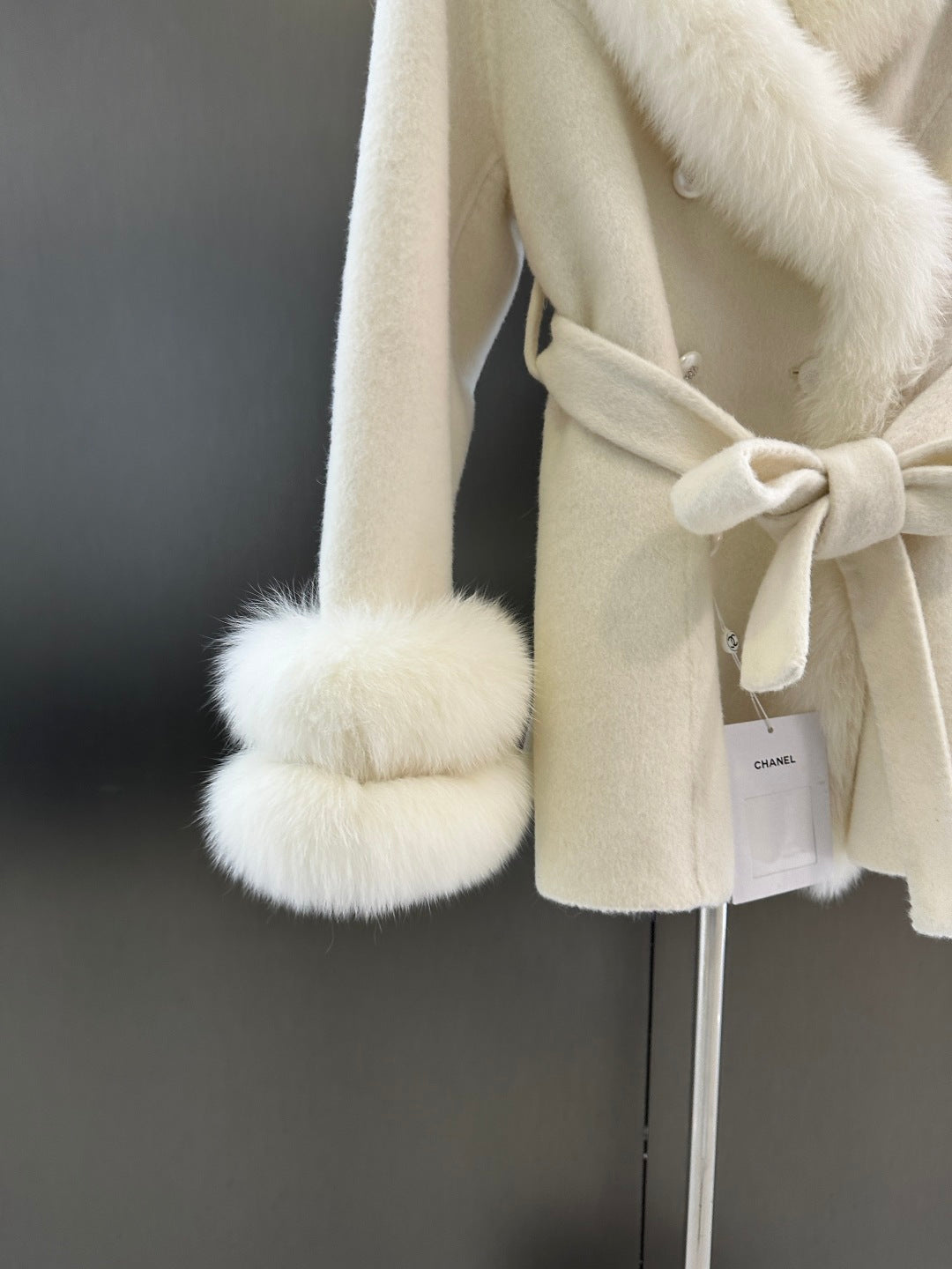 C 25fw New imported white fox fur + Australian superfine wool coat(WHITE/PINK/GRAY)