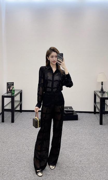 C 25ss Silk bow shirt