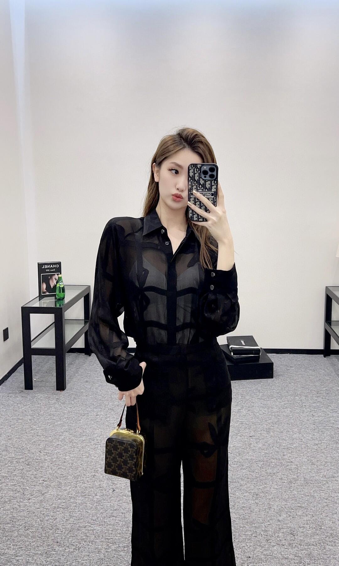 C 25ss Silk bow shirt