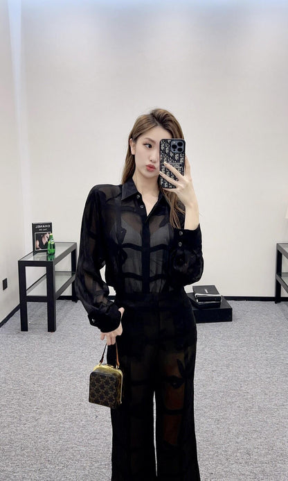 C 25ss Silk bow shirt