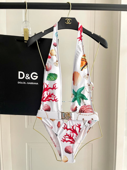 Do 25 Coral Shell Patterned One-piece Swimsuit