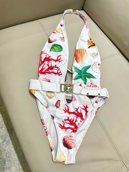 Do 25 Coral Shell Patterned One-piece Swimsuit