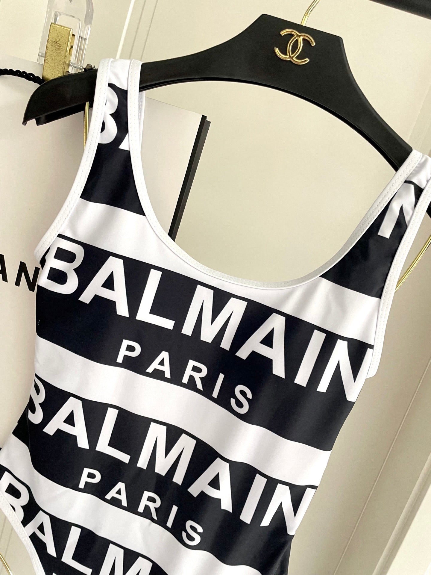 Ba 25 Black and white logo one-piece swimsuit