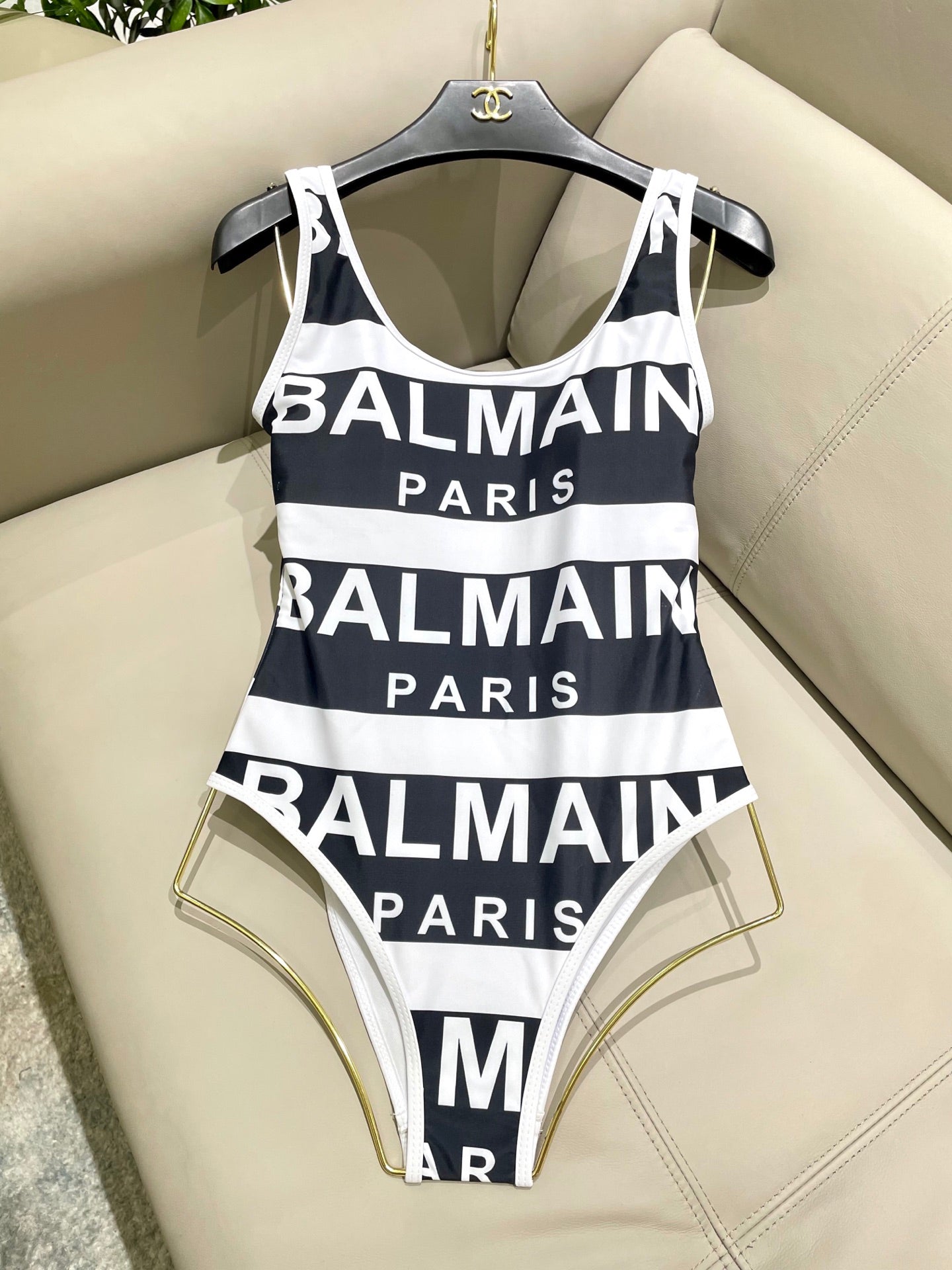 Ba 25 Black and white logo one-piece swimsuit