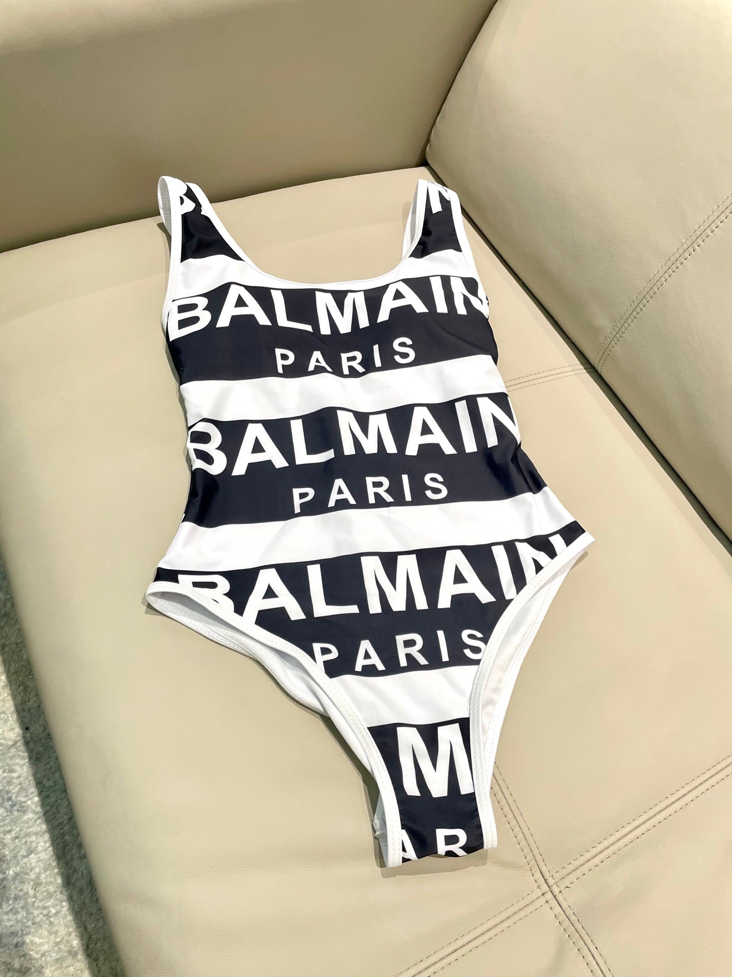 Ba 25 Black and white logo one-piece swimsuit