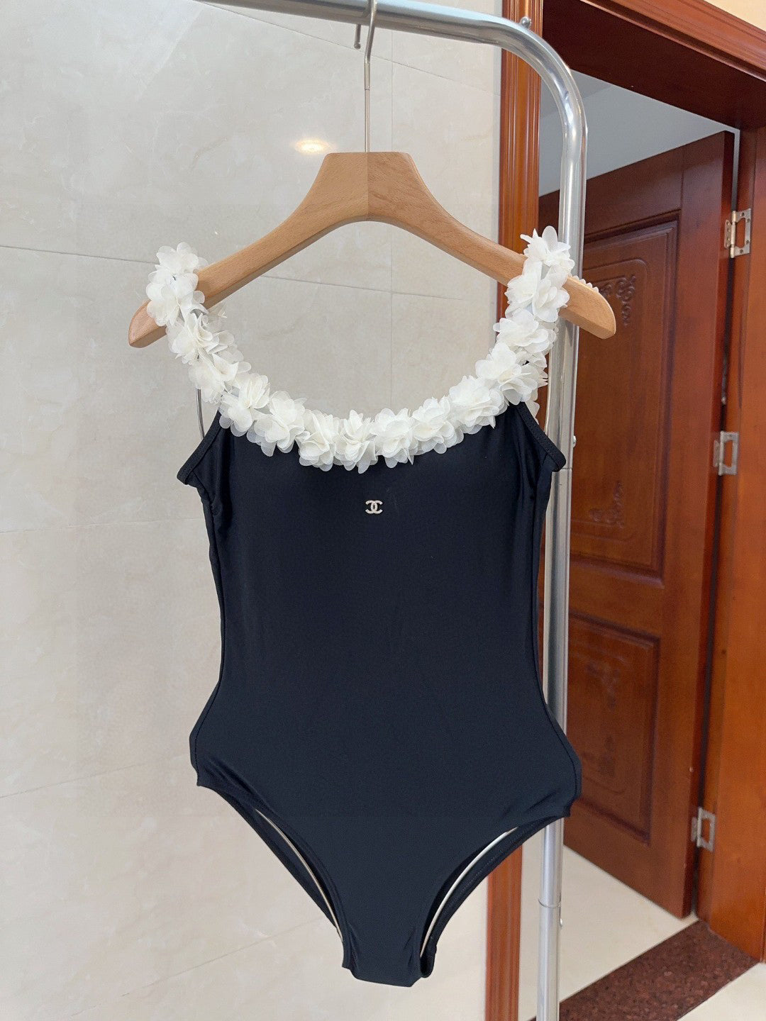 C 25 Floral halter trim One-piece swimsuit