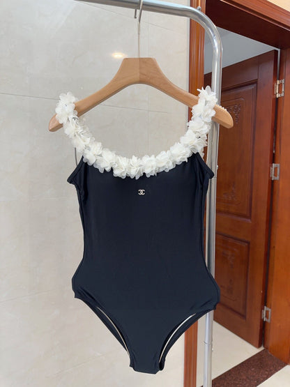 C 25 Floral halter trim One-piece swimsuit
