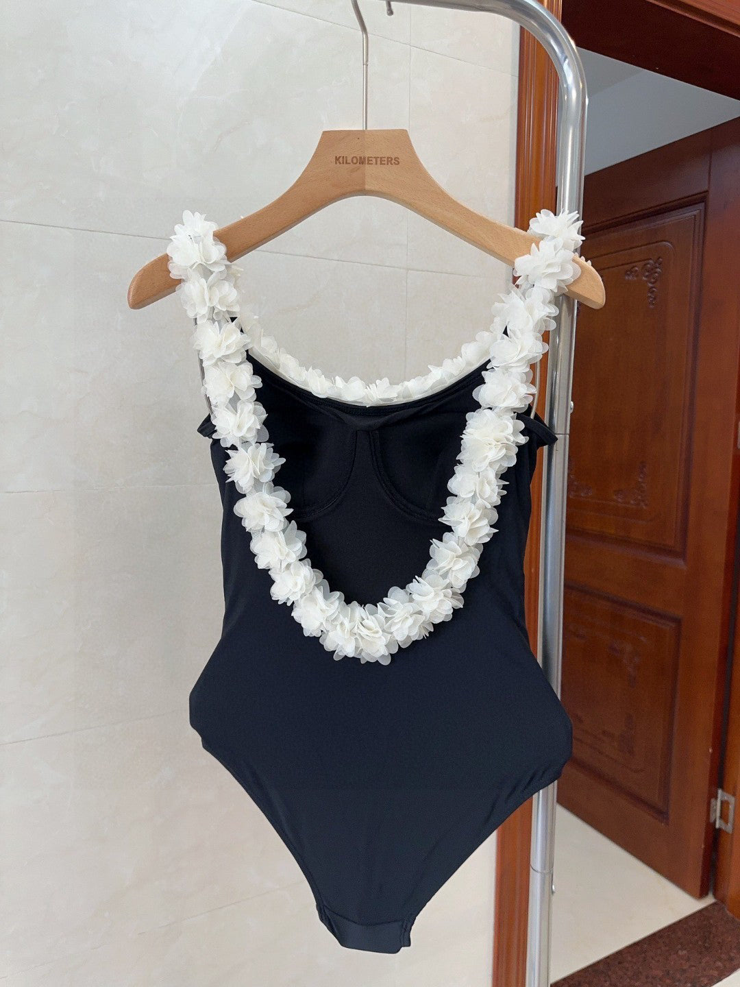 C 25 Floral halter trim One-piece swimsuit