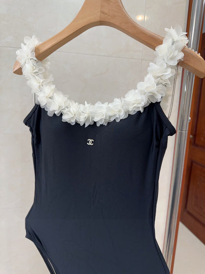C 25 Floral halter trim One-piece swimsuit