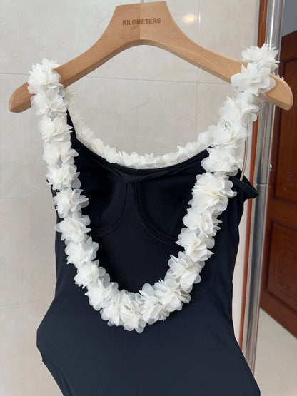 C 25 Floral halter trim One-piece swimsuit