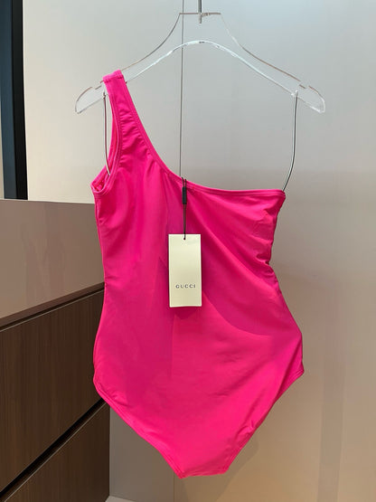 G 25 Pink One Shoulder One Piece Swimsuit