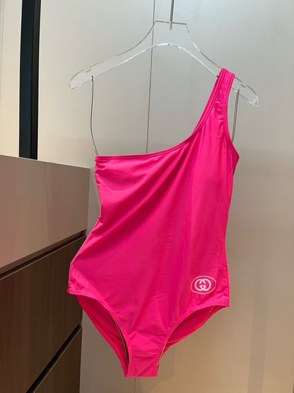 G 25 Pink One Shoulder One Piece Swimsuit