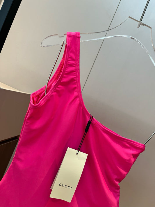 G 25 Pink One Shoulder One Piece Swimsuit