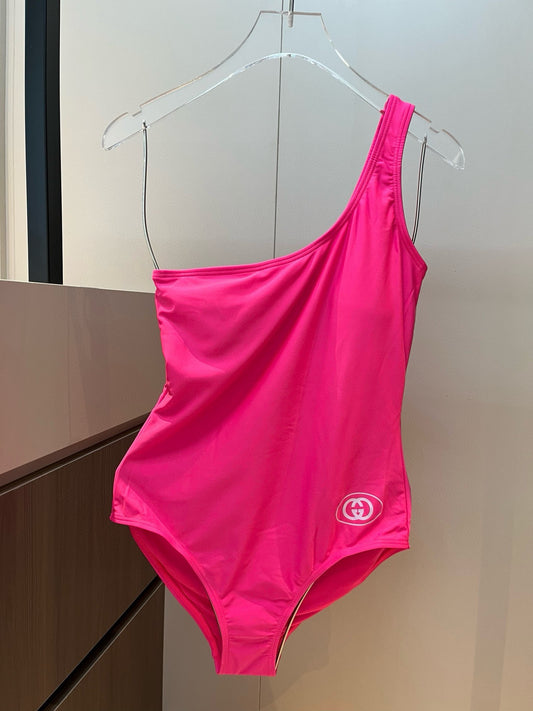 G 25 Pink One Shoulder One Piece Swimsuit