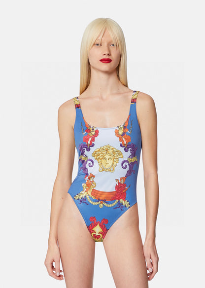 Ve 25 Logo Pattern Fancy One-piece Swimsuit