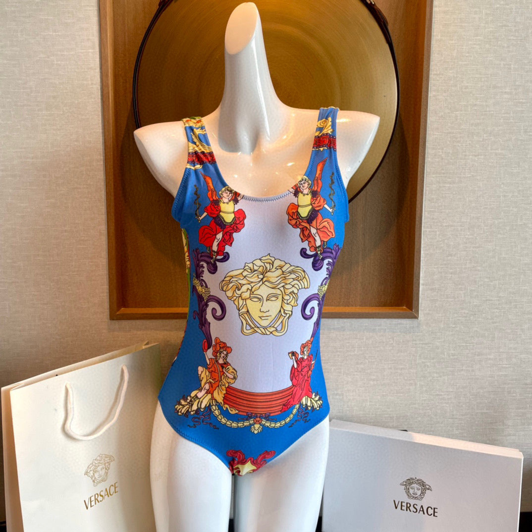 Ve 25 Logo Pattern Fancy One-piece Swimsuit