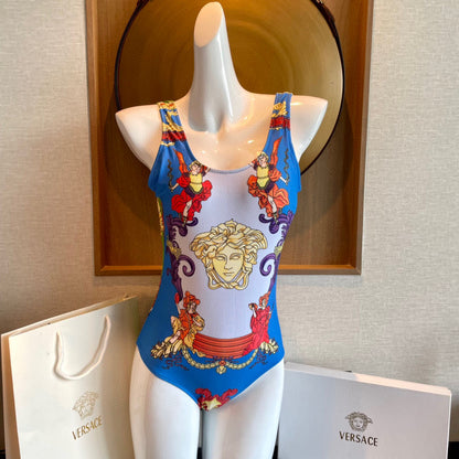 Ve 25 Logo Pattern Fancy One-piece Swimsuit