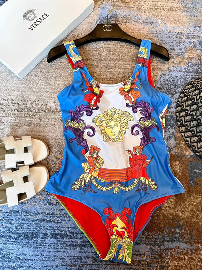 Ve 25 Logo Pattern Fancy One-piece Swimsuit