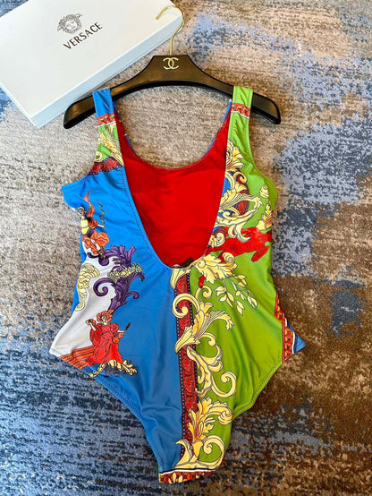 Ve 25 Logo Pattern Fancy One-piece Swimsuit