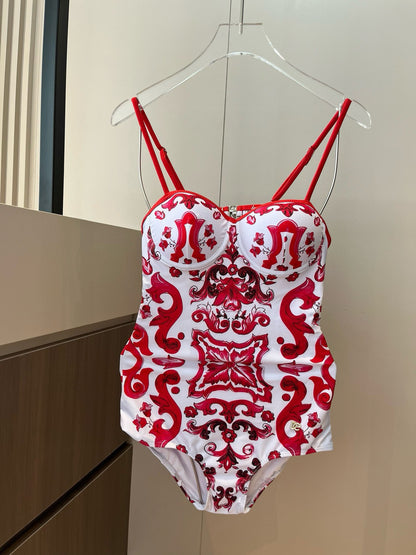 Do 25 White and Red One-piece Swimsuit