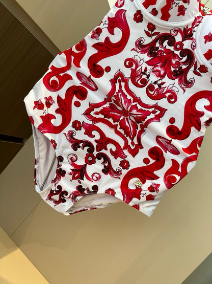 Do 25 White and Red One-piece Swimsuit