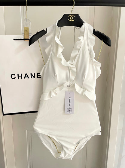 C 25 New Pure White One-piece Swimsuit