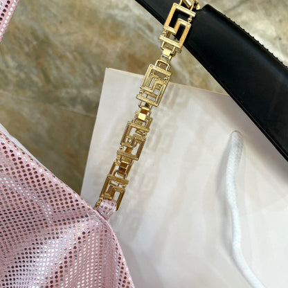 Ve 25 New Pink Gold Necklace Halter One Piece Swimsuit